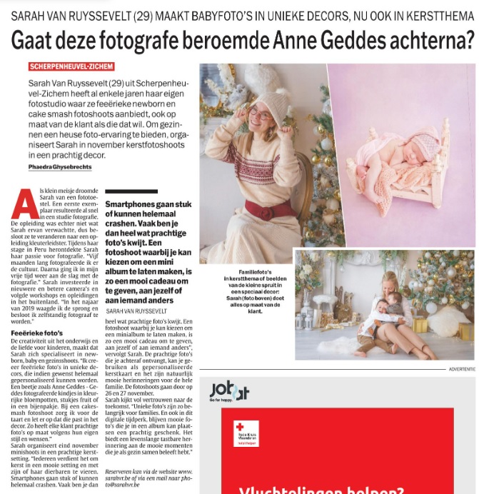 Sarah VR Photography in de pers HLN